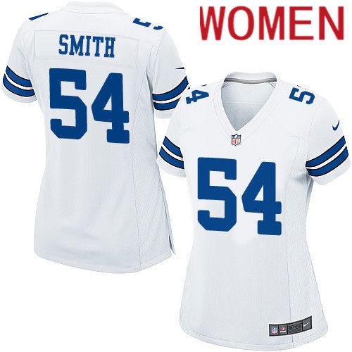 Women Dallas Cowboys 54 Jaylon Smith Nike White Team Game NFL Jersey